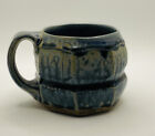 Hand Thrown Pottery Mug Indigo Blue 8oz Coffee/Tea Stamped & Glazed