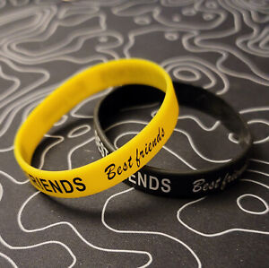 Pair of Best Friend Black & Yellow cause bracelet silicone rubber lot of 2