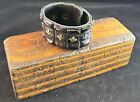 King Baby Studio Black GATOR LEATHER STERLING SILBER CROSS SNAP CUFF WRAP