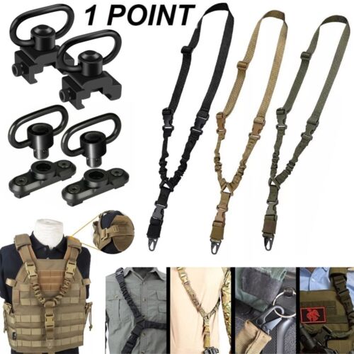 Tactical Single Point Gun Rifle Sling Strap w/ M-LOK Quick Release Sling Swivel