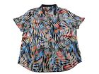 Robert Graham Shirt Men 2XL Short Sleeve Tropical Leaves Button Polyester Blend