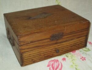 Antique 18-19th C Oak DOCUMENT BOX Finger Jointed Joint w Drawer Dry Old Wood