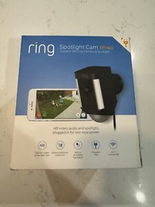 Ring Spotlight Cam Plus Outdoor 1080p Plug-In Surveillance Camera Black Open Box