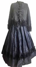 Civil War Dress Victorian Dickens Costume 2 Piece Blue Black Skirt Tea Bodice 18