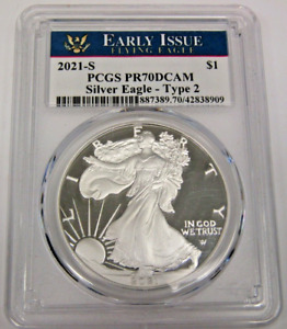 2021 S American Proof Silver Eagle PCGS PR70 DCAM T2 Early Issue