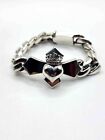 RARE King Baby Studio Queen Bracelet .925 Silver Heart Cross like Chrome Hearts