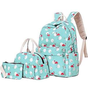 Flamingo School Bag Set Laptop Backpack Lunch Bag Pencil Case