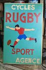 1960 Vintage French Cycles Rugby Sport Agence Sporting Sign Auto Flange Man Cave