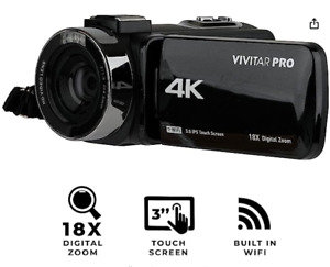 Vivitar 4K HD Digital Camcorder, 256 SD 18x Zoom, Built in WIFI, 3