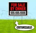 FOR SALE BY OWNER CUSTOM PHONE 18x24 Yard Sign WITH STAKE Corrugated Bandit