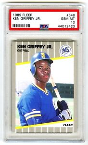 KEN GRIFFEY JR.~1989 FLEER PSA-10 GEM-MT BASEBALL ROOKIE RC CARD #548 (NEW CASE)