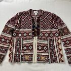 Peck & Peck Sweater Cardigan XL Boho Southwest Tassels Tribal Aztec Wool Blend