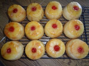 CHEERY HOMEMADE SINGLE SERVING PINEAPPLE UPSIDE-DOWN CAKES (6 CAKELETS)