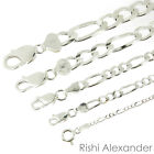 925 Sterling Silver Figaro Mens Womens Chain Bracelet .925 Italy All Sizes