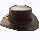 SRV LEATHER HAT WITH BRAIDED LEATHER BAND - Same Day Shipping