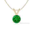 1.25 ct. Emerald Solitaire Pendant Necklace - Yellow Gold plated Silver