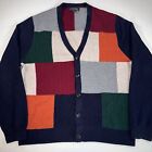 BROOKS BROTHERS Mens XL Scottish Lambswool Colour Block Cardigan Sweater