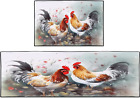 Rooster Rustic Kitchen Rugs Sets of 2, Washable Non-Slip Chicken Farmhouse Anima