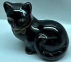 Vintage Black Cat Ceramic High Gloss Figurine