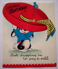 New ListingRabbit in sombero hat w bluebird vintage birthday greeting card *LL3