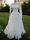 Vintage 50s White Lace Wedding Dress XS XXS Bouffant Tulle Ruffles Layered