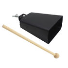 Cow Bell Noise Makers Hand Percussion Cowbell with Stick for Drum Set Black N7V1