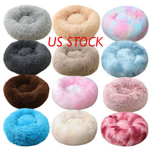 Donut Plush Pet Dog Cat Bed Fluffy Soft Warm Calming Bed Sleeping 20