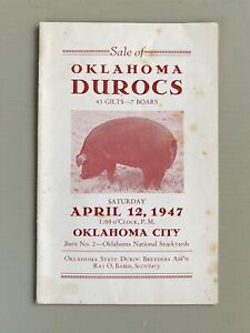 Vintage Durocs Hogs Pig Sale Catalog Book Oklahoma City OK 1947 Farm Ag Ephemera