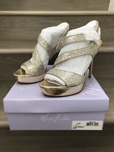 Marc Fisher Ulimas 3 Womens 8M Sparkling Gold Strappy Heels | Brand New