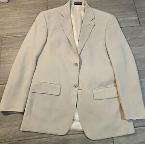 Men's Khaki Beige 100% Silk Blazer Sports Coat Suit Jacket 38R Large