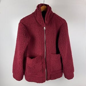 Womens Red Levi Strauss Fleece Sherpa Full Zip Soft Fuzzy Jacket Size S