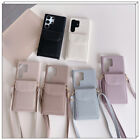 Leather Card Pocket Case For Samsung S23 Ultra S22 A54 A53 Crossbody Strap Cover