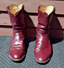 Justin Classic Roper Leather Cowboy Boots Mens 12 D Burgundy 3037