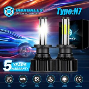 2PCS 6-sides H7 LED Headlight Bulbs High or Low Beam 100000LM Super Bright White (For: More than one vehicle)