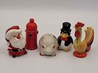 Shakers Vintage Craft Lot 5 Singles Frog Penguin Rooster Santa Hydrant Damage
