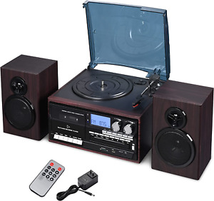 Classic Bluetooth Record Player System with 2 Speakers 3-Speed Stereo Turntable
