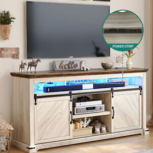 TV Stand with Power Outlet & LED Light For 75/70765 inch TV Entertainment Center