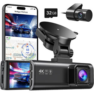 REDTIGER Dash Camera 4K Front and Rear Dash Cam Built-In WiFi & GPS Parking Mode