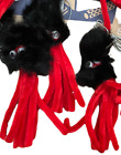 3 Total Vo-toys Cat Real Black Fur Spider Bending Legs Catnip Finger Teaser Toy