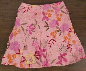 AVENUE Skirt Women's Size 14 Flare Linen Floral Print Beaded Back Zip