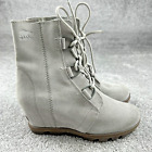 Sorel Womens Joan Of Arctic Wedge II Ankle Boot Size 9 Gray Suede Round Toe