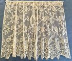 Kitchen Curtains Country Cottage Vintage Cream Lace scalloped edges floral leaf