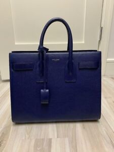 YSL Saint Laurent Size Medium Blue Sac De Jour Bag $2750