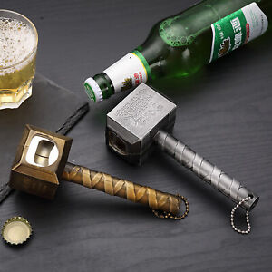 2Pcs Personalised Drink Beer Bottle Opener Golden+Silver Retro Hammer Magnetic