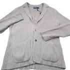 $398 Polo Ralph Lauren Gray Cotton Cashmere Blazer Cardigan Sweater Mens Medium
