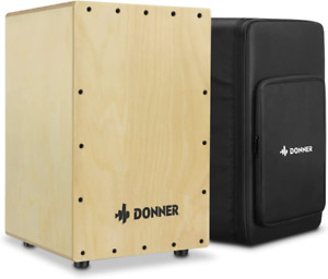 Donner Cajon Drum Box,Percussion Instrument Full Size with Internal Guitar Strin
