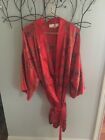 Vintage Solange Satin Women’s Robe Size 22 / 28 RED  Print Open Front NO BELT