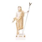 Zeus Greek God Jupiter Thunder Statue Figurine Gold Alabaster 10.03 Inches