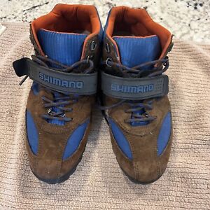 Shimano SH-M055 43 Men's Brown Mtb Vintage Mountain Bike Shoes Strap SPD Retro