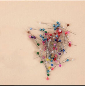 50 Sewing Pins 1.5 Inch Straight Pins with Glass Ball or Acrylic Faux Pearl Head